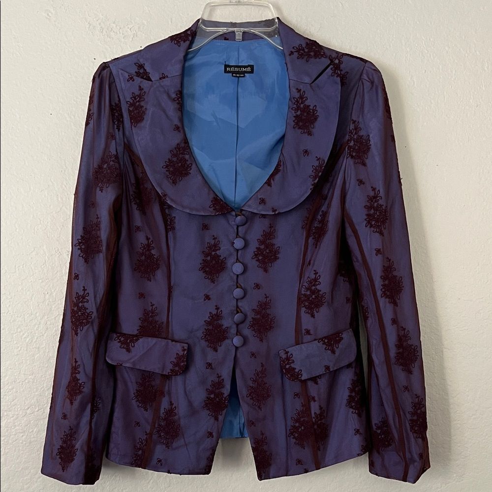 Resume Elegant Purple with Blue Lining Blazer Jacket in Size Unknown